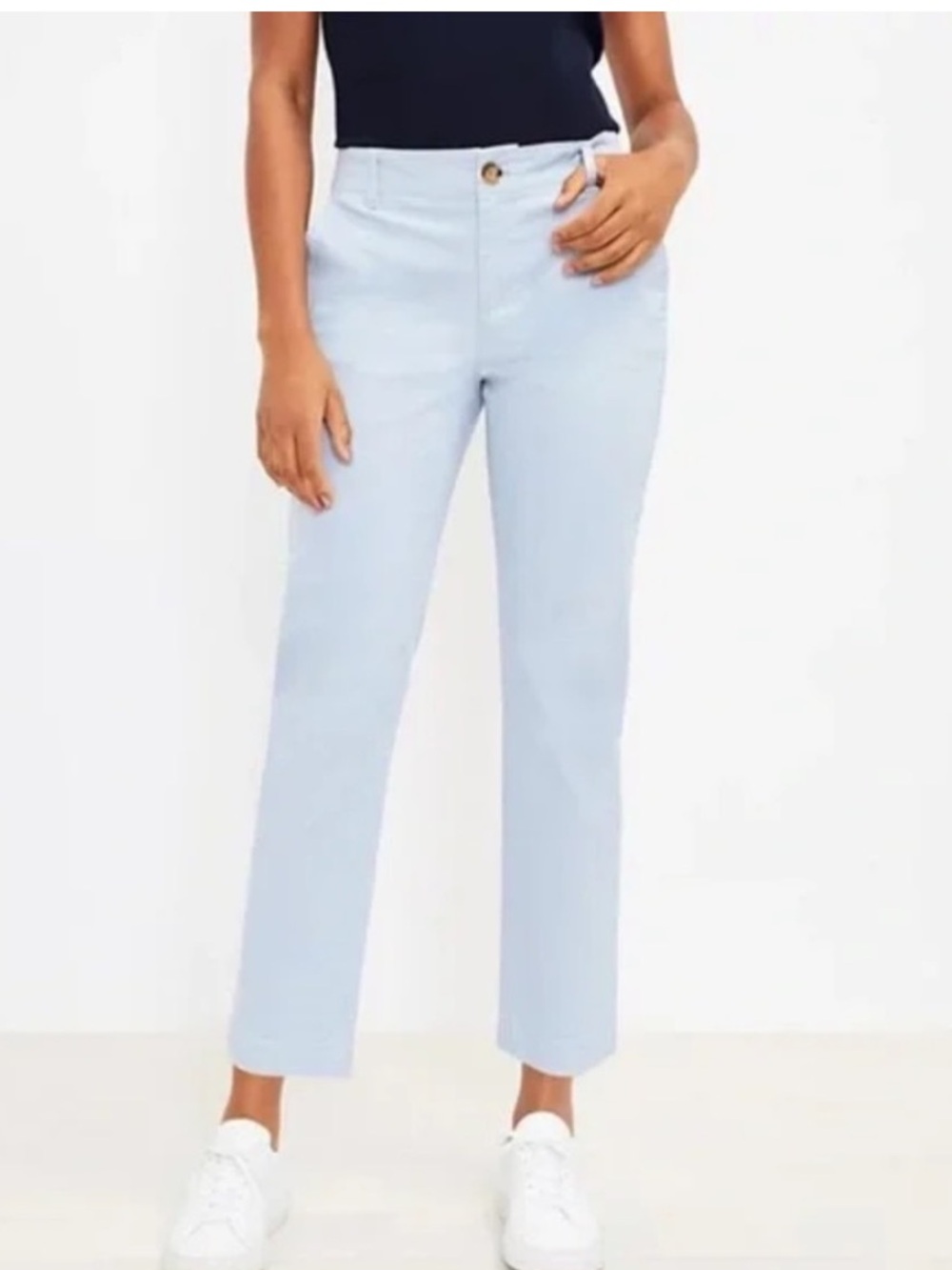 LOFT Petite Monroe Slim crop pants 8P EUC light blue cotton stretch ankle pants